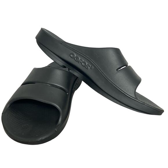 Oofos Ooahh Black Recovery Slide Sandals Womens 12 Mens 10 WORN ONCE